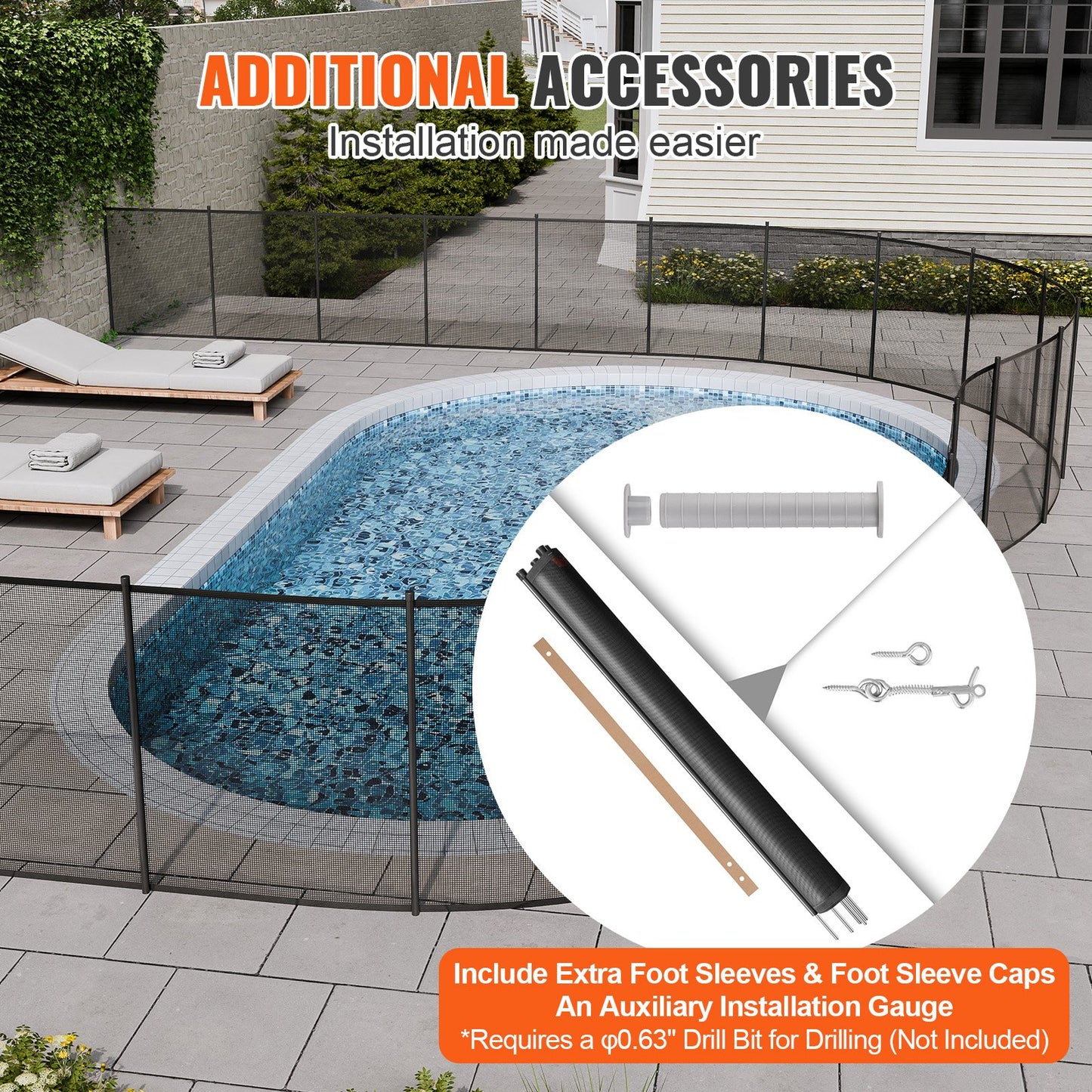 VEVOR Pool Fence, 4 x 12 FT Pool Fences for Inground Pools, Removable Child Safety