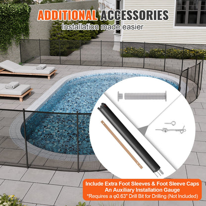 VEVOR Pool Fence, 4 x 12 FT Pool Fences for Inground Pools, Removable Child Safety