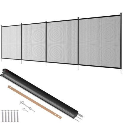 Removable Child Safety Pool Fence, 1.21 x 3.66m, Black Teslin PVC Mesh