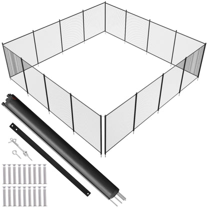 Removable 1.21 x 14.63m Child Safety Pool Fence for Inground Pools, Black Mesh
