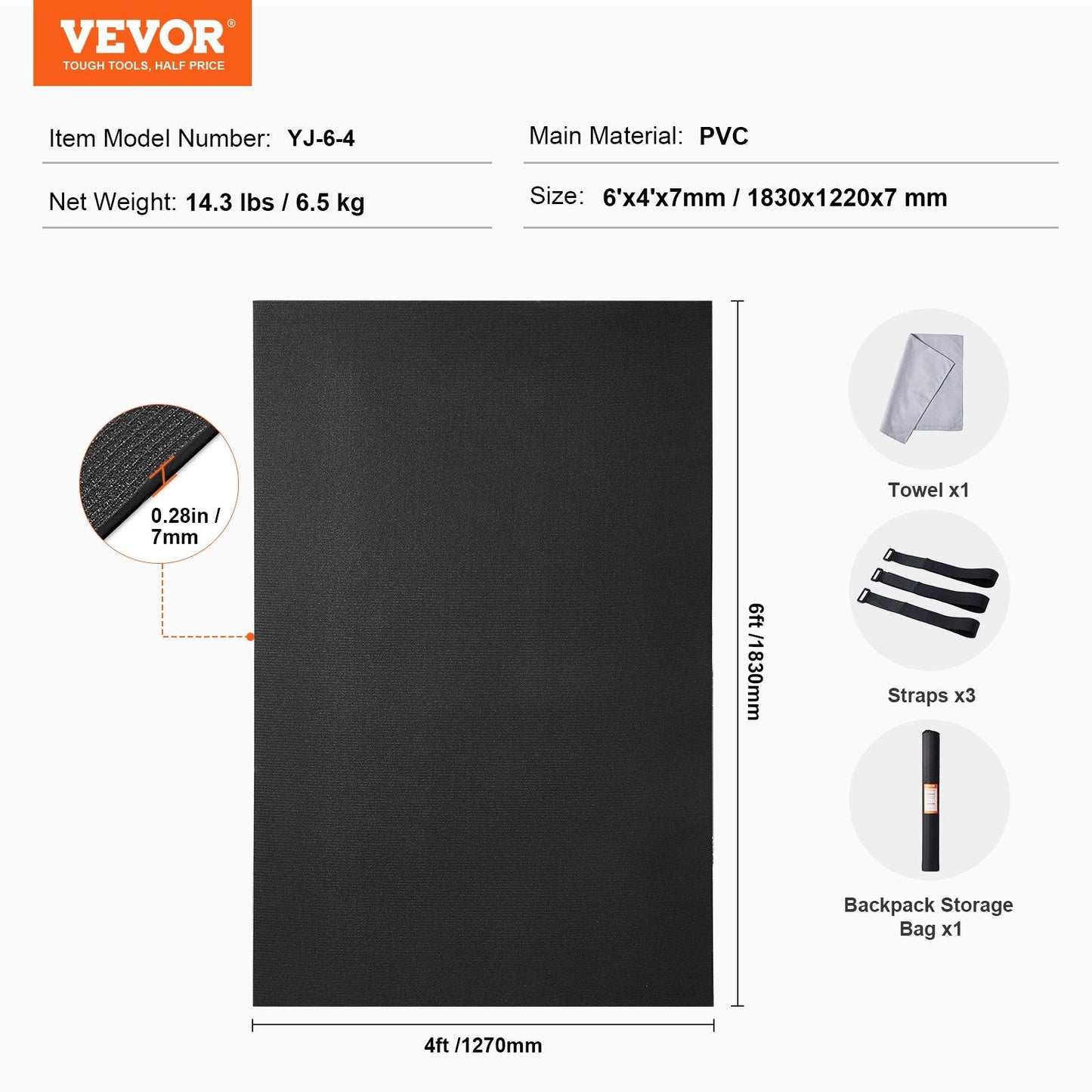 Premium Non-Slip Yoga Mat, 1.8x1.2m, with Bag & Strap for Home Workouts