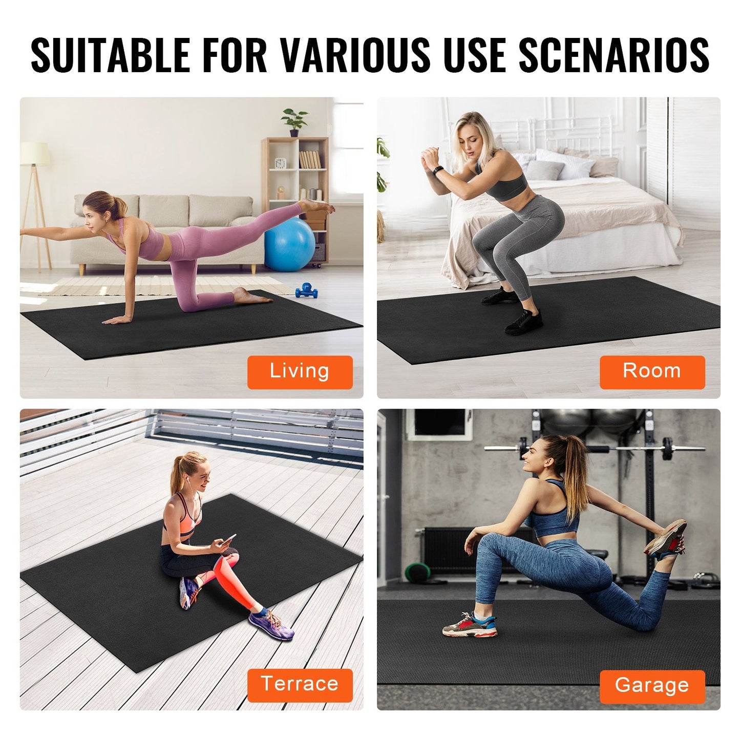 Large Non-Slip Premium Yoga Mat with Carry Bag & Strap, 2.12x1.53m, 9.4kg