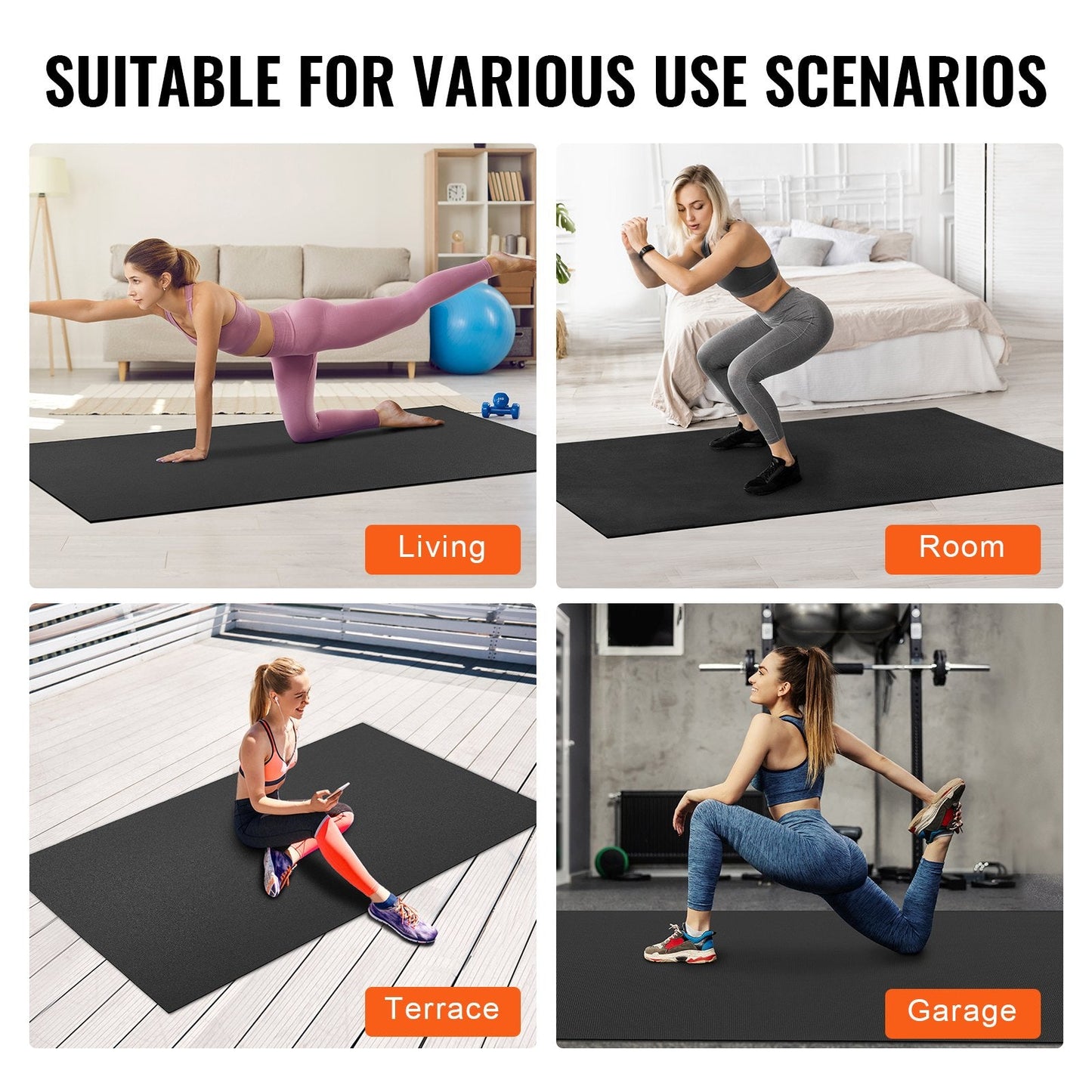 Large Non-Slip Yoga & Exercise Mat - 2.44x1.53m, with Bag & Carry Strap