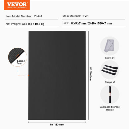 Large Non-Slip Yoga & Exercise Mat - 2.44x1.53m, with Bag & Carry Strap