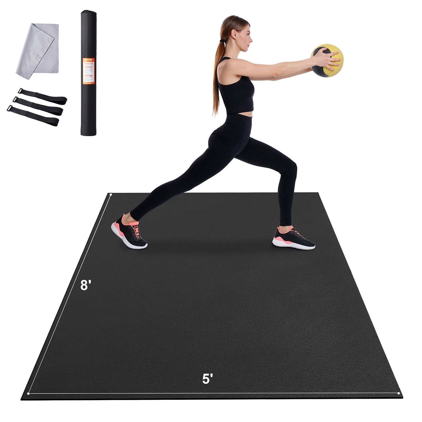 Large Non-Slip Yoga & Exercise Mat - 2.44x1.53m, with Bag & Carry Strap