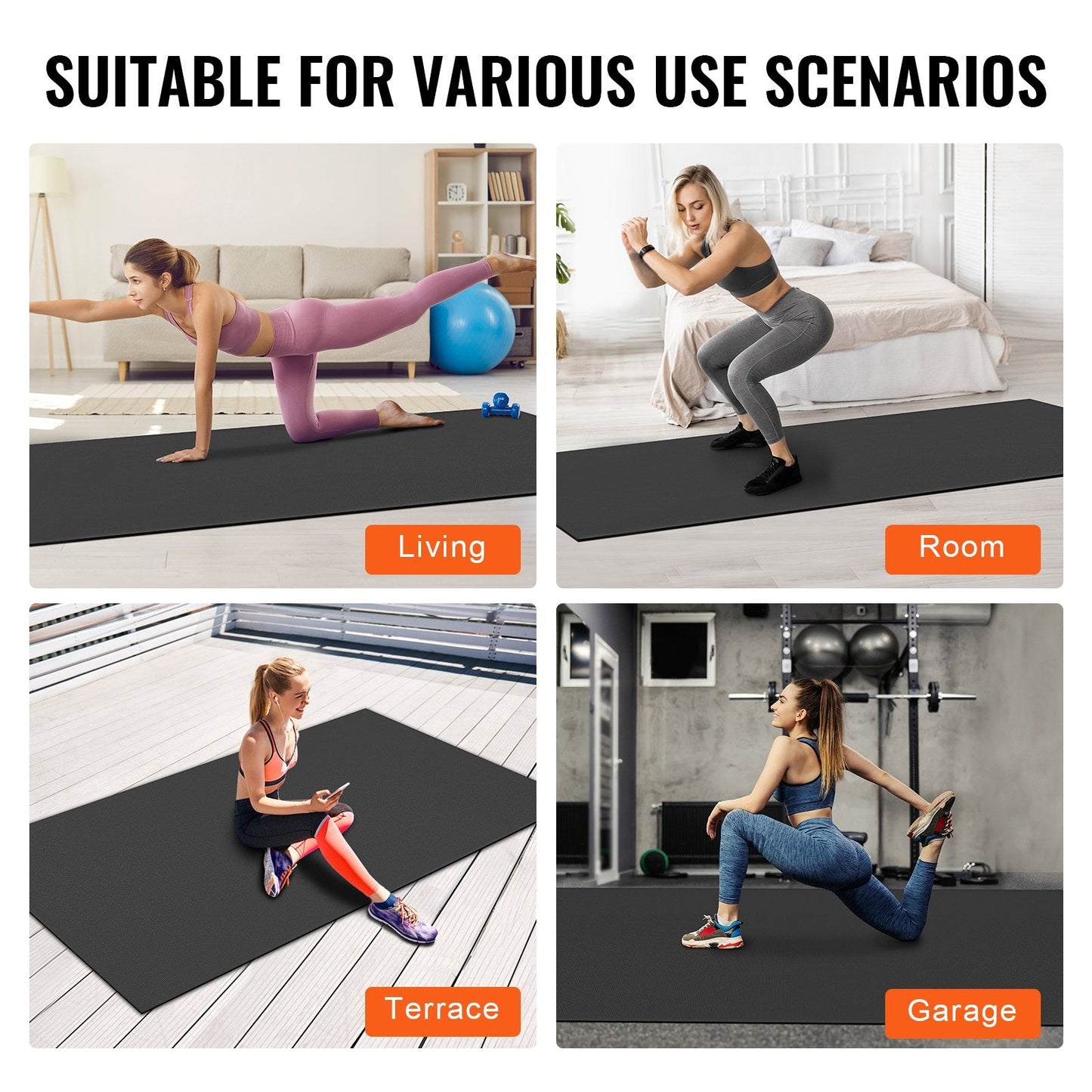 Premium Non-Slip Yoga Mat - 3x1.8m High-Density, Cushioned & Portable Mat