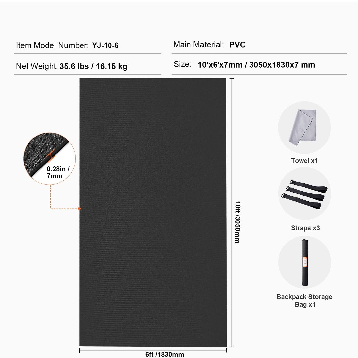 Premium Non-Slip Yoga Mat - 3x1.8m High-Density, Cushioned & Portable Mat