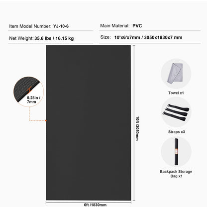 Premium Non-Slip Yoga Mat - 3x1.8m High-Density, Cushioned & Portable Mat