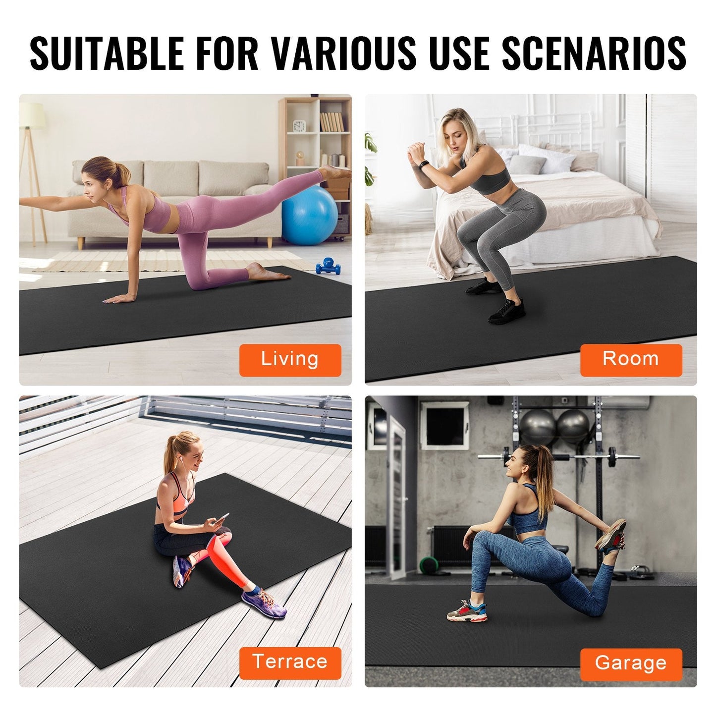 Premium Non-Slip Yoga & Exercise Mat, 2.75x1.83m, with Bag & Strap, 14.5kg