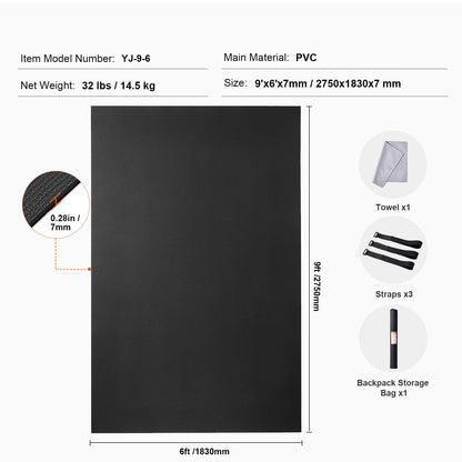 Premium Non-Slip Yoga & Exercise Mat, 2.75x1.83m, with Bag & Strap, 14.5kg