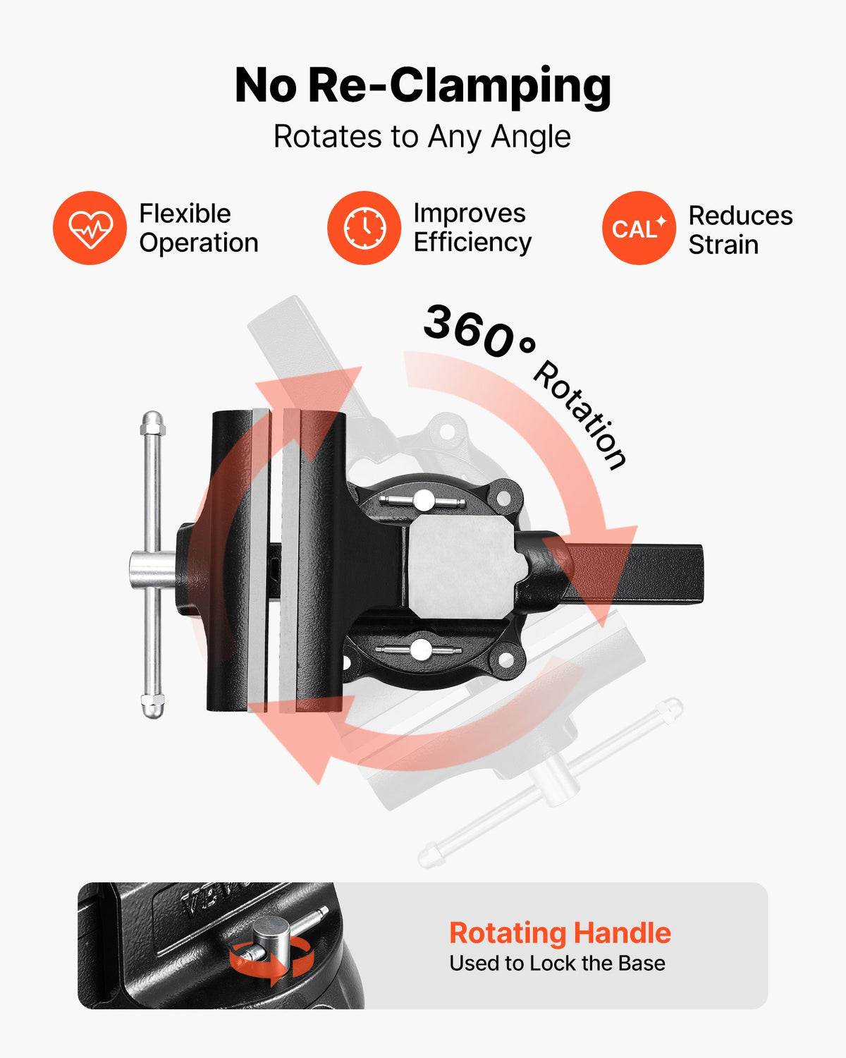 Heavy Duty Bench Vise, 254 mm Jaw Width, Multi-Purpose Ductile Iron Bench Vise with Anvil and 360-Degree Locking Swivel Base, 109 mm Throat Depth, 254 mm Jaw Opening, for Drilling, Pipe Cutting