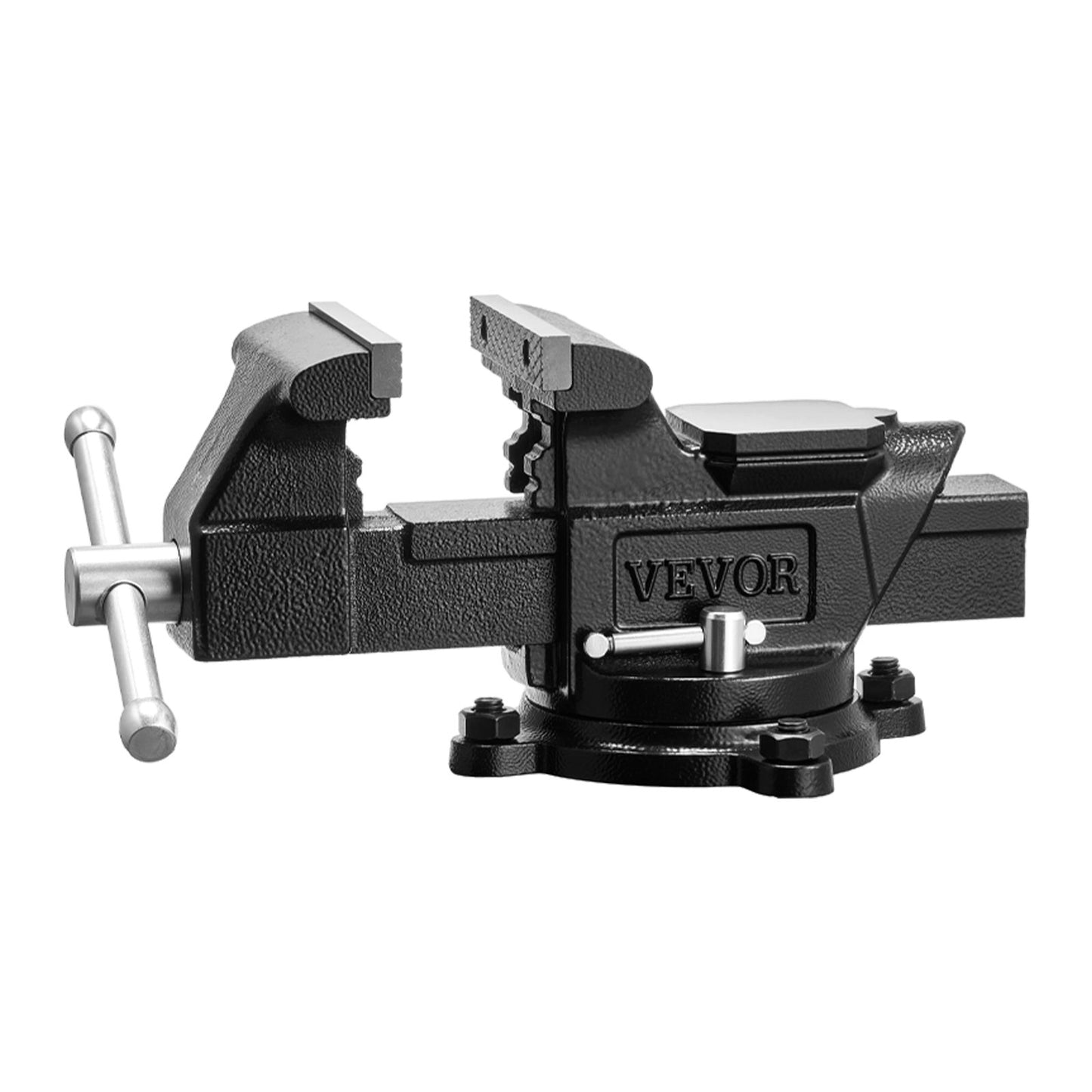 Heavy Duty Bench Vise, 100 mm Jaw Width, Multi-Purpose Ductile Iron Bench Vise with Anvil and 360-Degree Locking Swivel Base, 57 mm Throat Depth, 120 mm Jaw Opening, for Drilling, Pipe Cutting