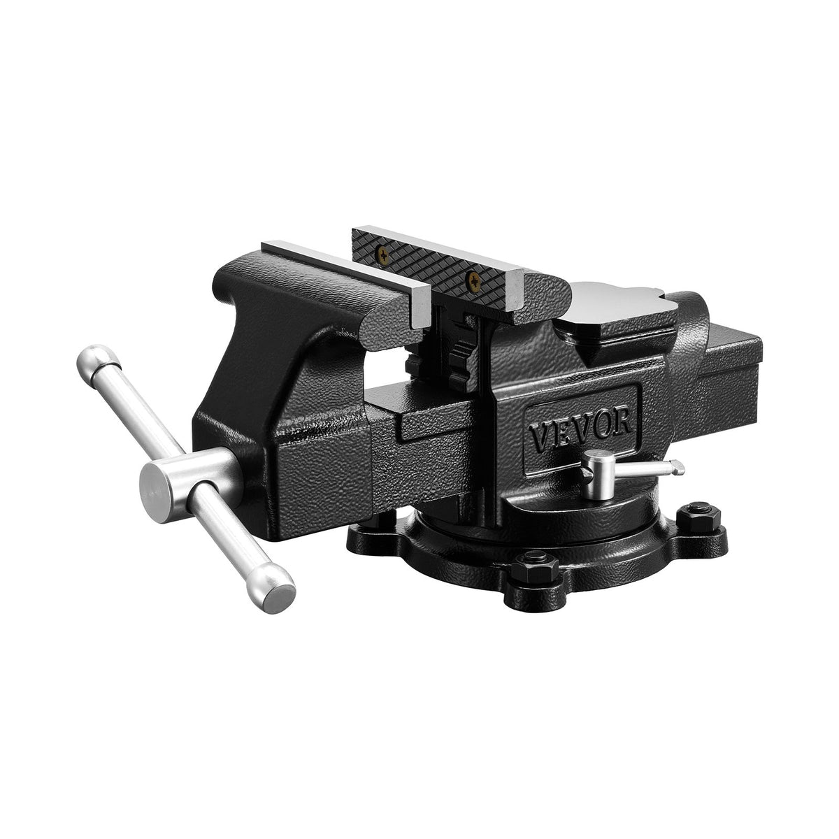 Heavy Duty Bench Vise, 100 mm Jaw Width, Multi-Purpose Ductile Iron Bench Vise with Anvil and 360-Degree Locking Swivel Base, 57 mm Throat Depth, 120 mm Jaw Opening, for Drilling, Pipe Cutting