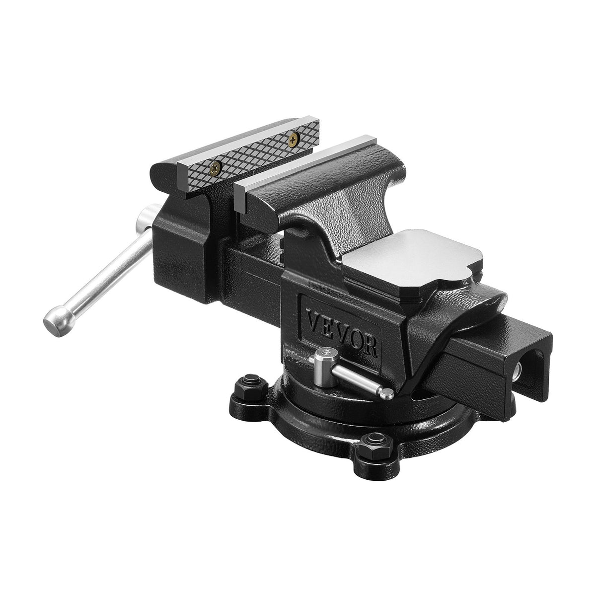 Heavy Duty Bench Vise, 100 mm Jaw Width, Multi-Purpose Ductile Iron Bench Vise with Anvil and 360-Degree Locking Swivel Base, 57 mm Throat Depth, 120 mm Jaw Opening, for Drilling, Pipe Cutting