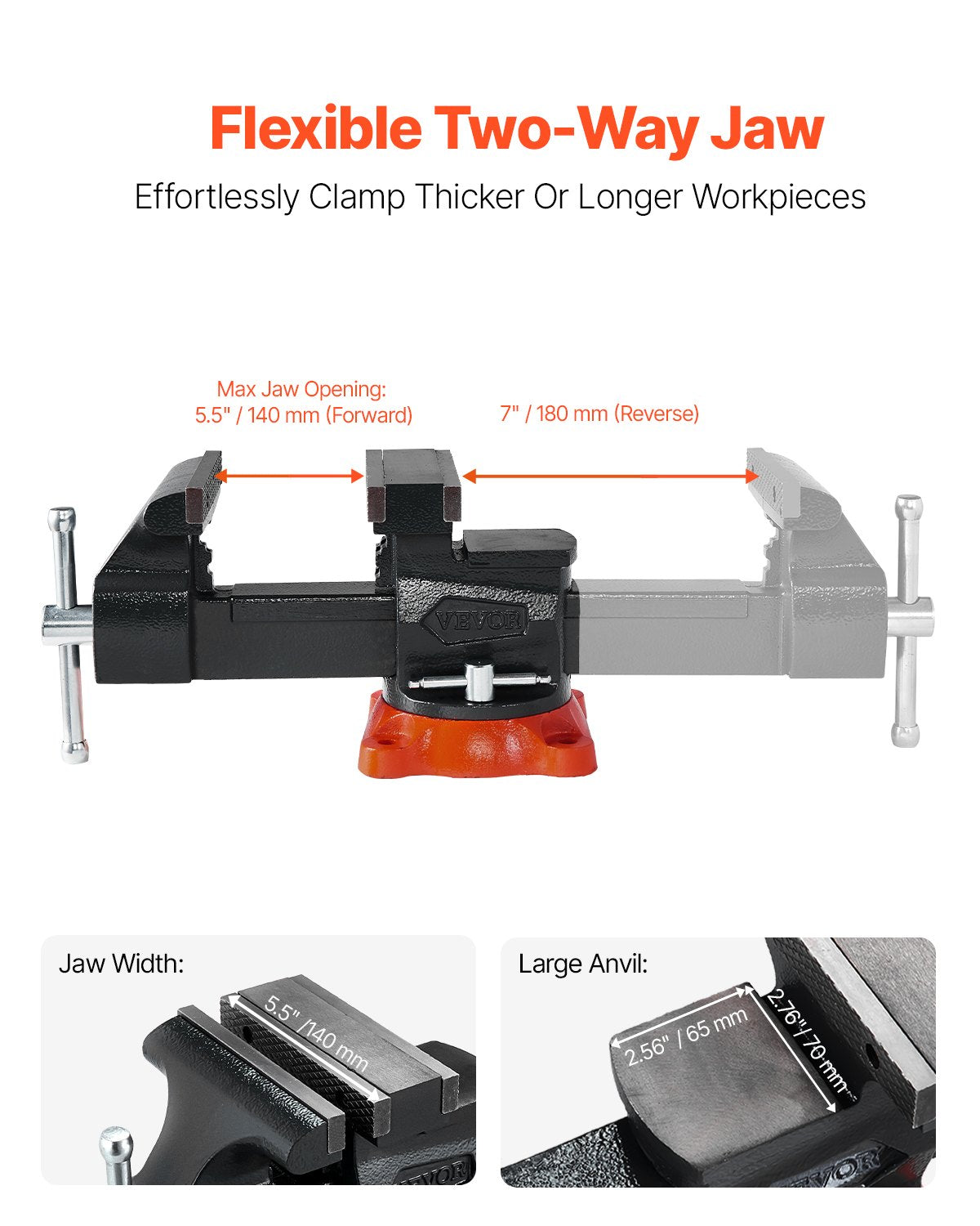VEVOR 140 mm Bench Vise Multipurpose Heavy Duty Ductile Iron Swivel Locking Base