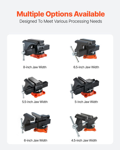 VEVOR 140 mm Bench Vise Multipurpose Heavy Duty Ductile Iron Swivel Locking Base