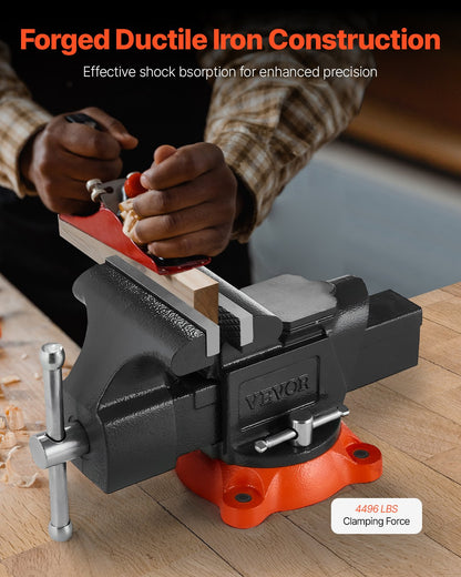 VEVOR 127 mm Bench Vise Multipurpose Heavy Duty Ductile Iron Swivel Locking Base