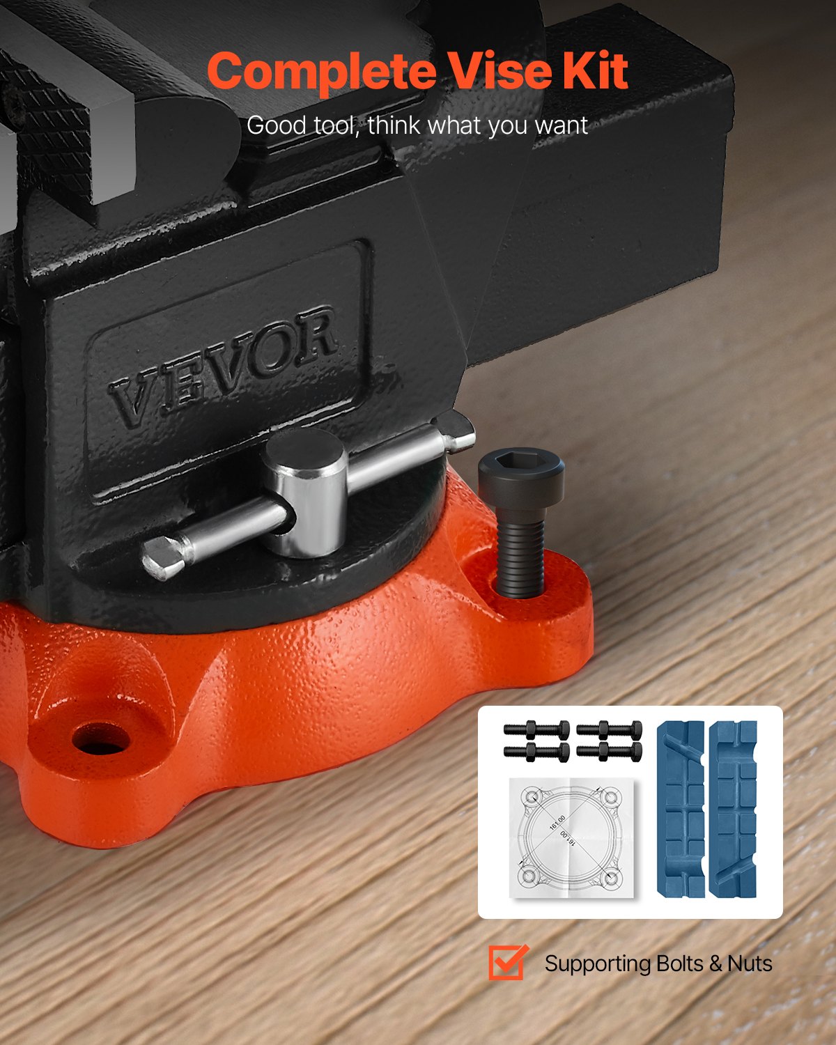 VEVOR 127 mm Bench Vise Multipurpose Heavy Duty Ductile Iron Swivel Locking Base