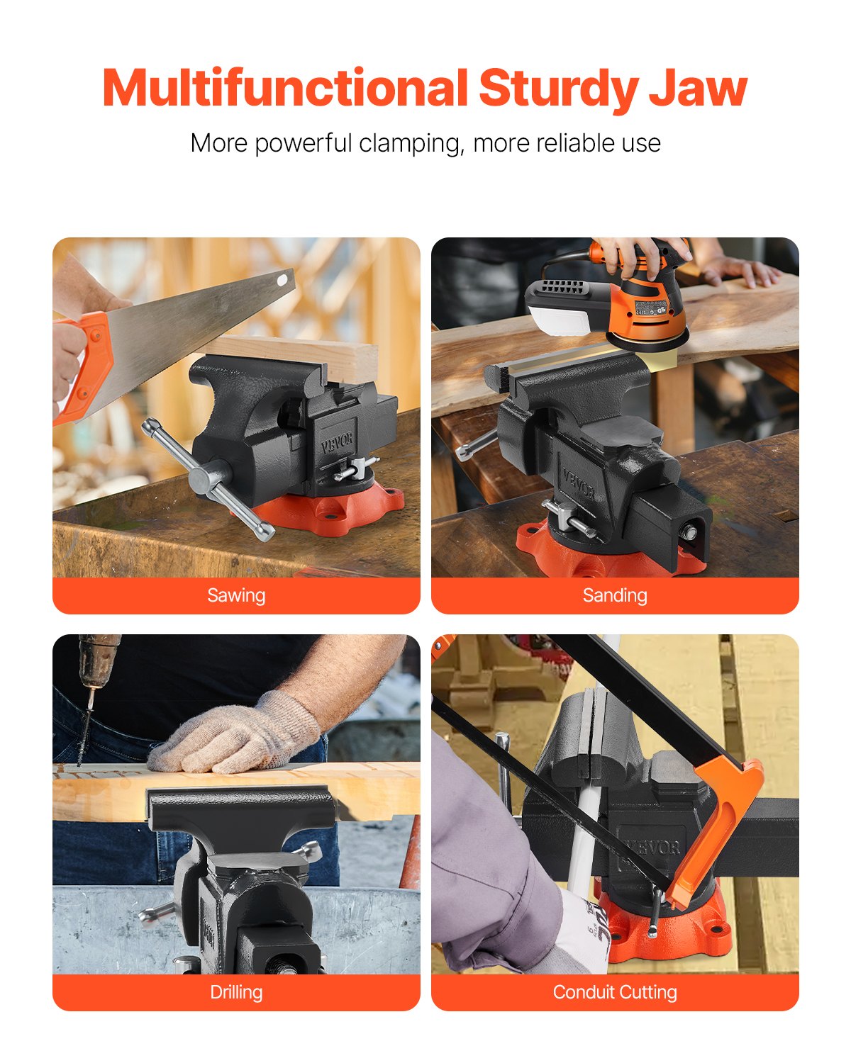 VEVOR 127 mm Bench Vise Multipurpose Heavy Duty Ductile Iron Swivel Locking Base