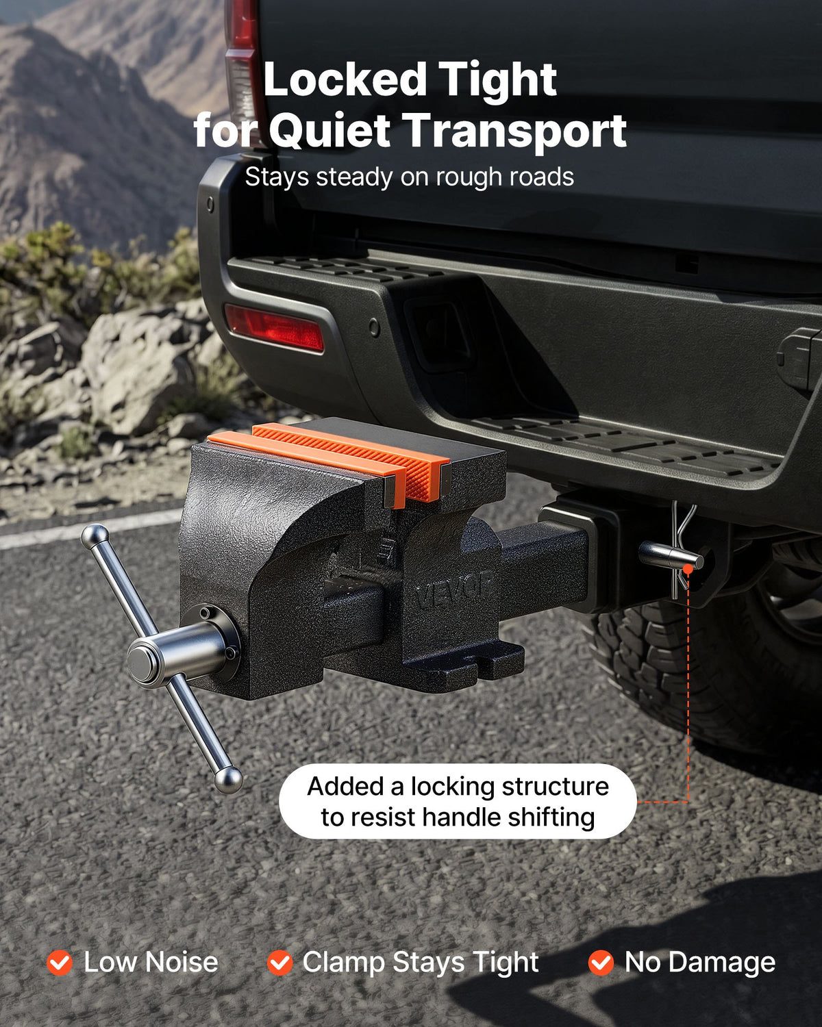 Truck Hitch Vise, 150 mm Jaw Width, Heavy Duty Ductile Iron Bench Vise with Anvil, 1 Pair Magnetic Jaw Pads, 90 mm Throat Depth, 150 mm Max Jaw Opening, Multi-Purpose, for Truck Trailer Receiver