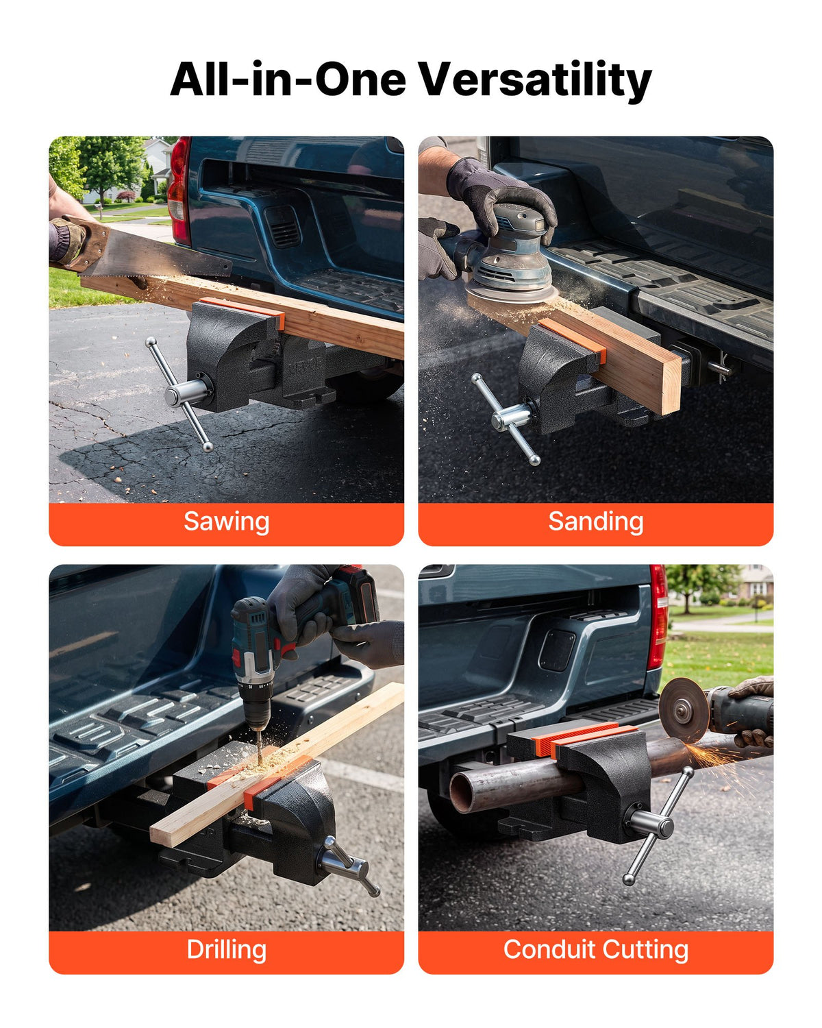 Truck Hitch Vise, 150 mm Jaw Width, Heavy Duty Ductile Iron Bench Vise with Anvil, 1 Pair Magnetic Jaw Pads, 90 mm Throat Depth, 150 mm Max Jaw Opening, Multi-Purpose, for Truck Trailer Receiver