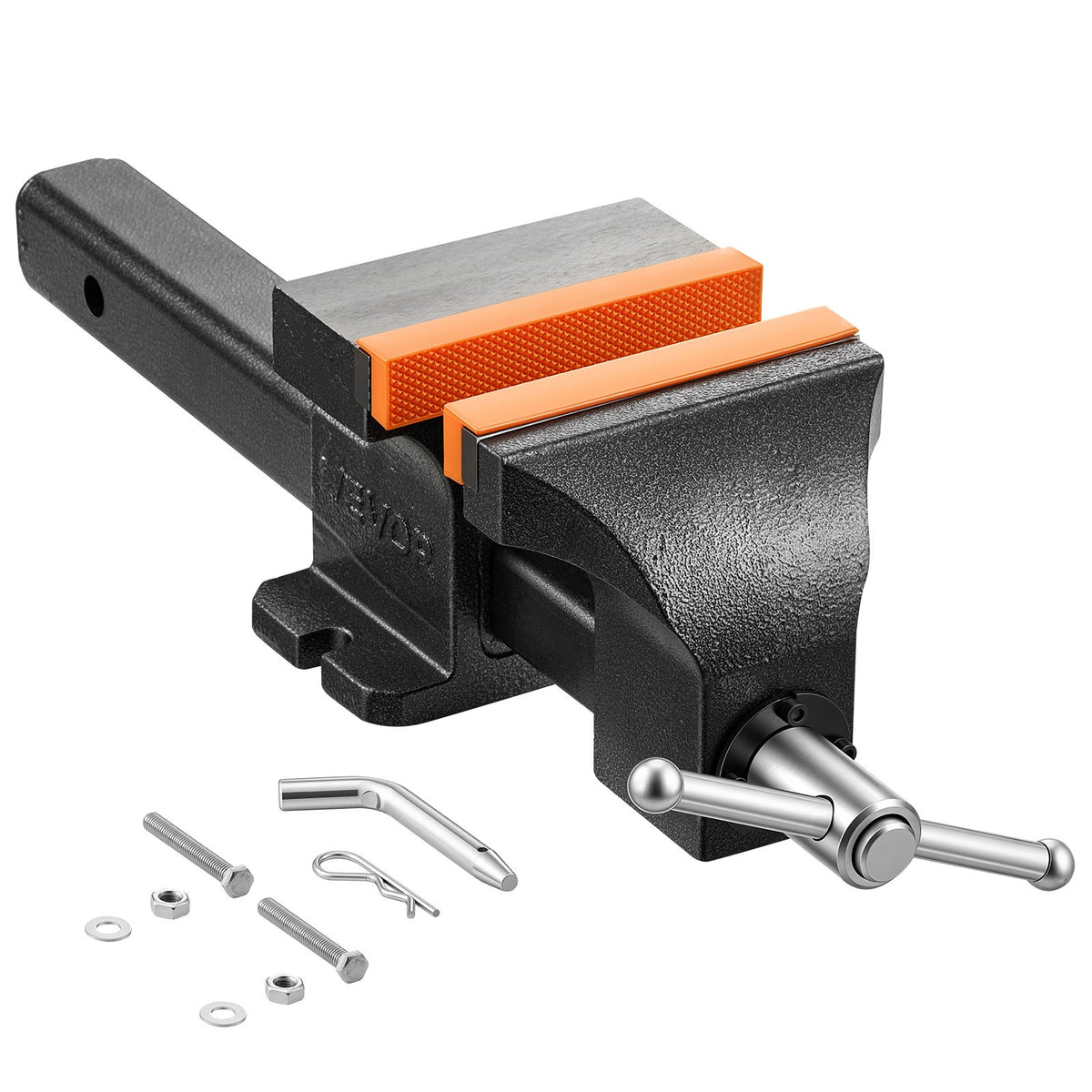 Truck Hitch Vise, 150 mm Jaw Width, Heavy Duty Ductile Iron Bench Vise with Anvil, 1 Pair Magnetic Jaw Pads, 90 mm Throat Depth, 150 mm Max Jaw Opening, Multi-Purpose, for Truck Trailer Receiver