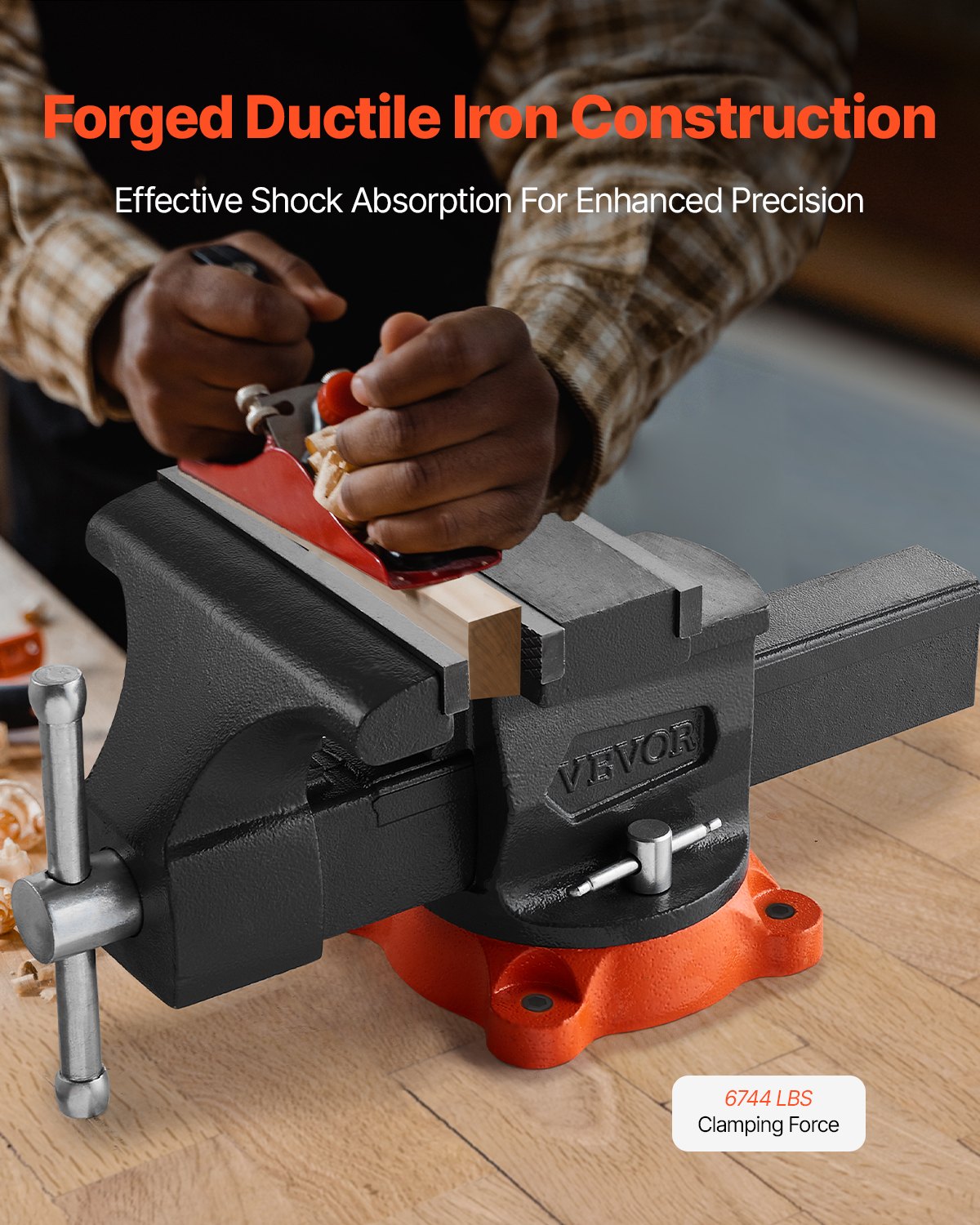 VEVOR 203 mm Bench Vise Multipurpose Heavy Duty Ductile Iron Swivel Locking Base