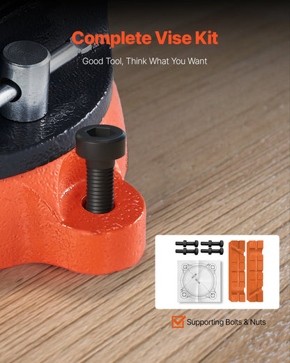 VEVOR 203 mm Bench Vise Multipurpose Heavy Duty Ductile Iron Swivel Locking Base