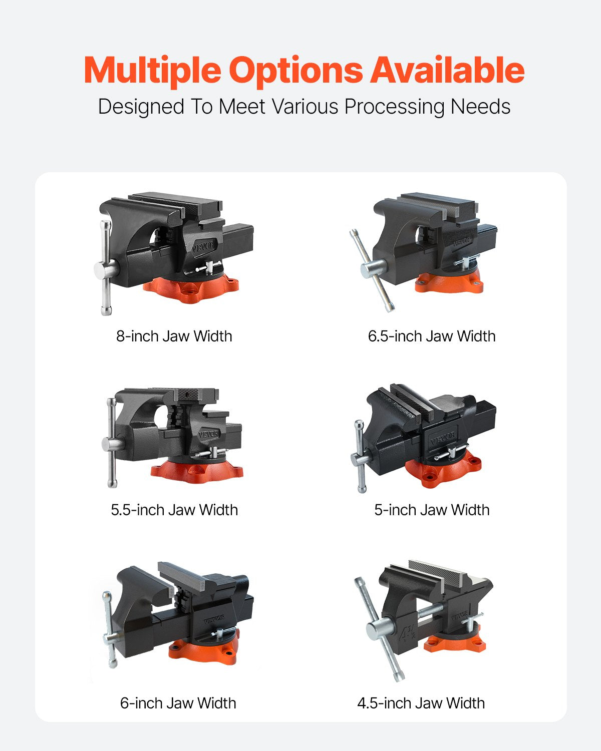 VEVOR 203 mm Bench Vise Multipurpose Heavy Duty Ductile Iron Swivel Locking Base