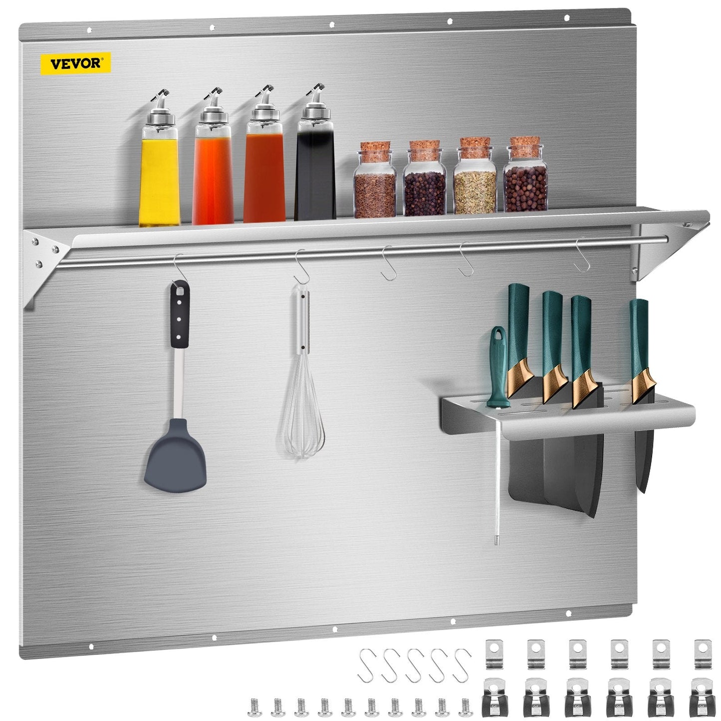 Stainless Steel Range Backsplash with Shelf, 0.76 x 0.78 m, Easy to Clean