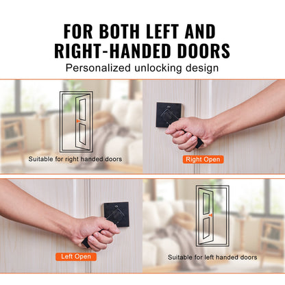 VEVOR Entry Lever Door Handle 2PCS Black Entry Knob Lock and Key Locking Lever