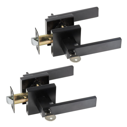 VEVOR Entry Lever Door Handle 2PCS Black Entry Knob Lock and Key Locking Lever