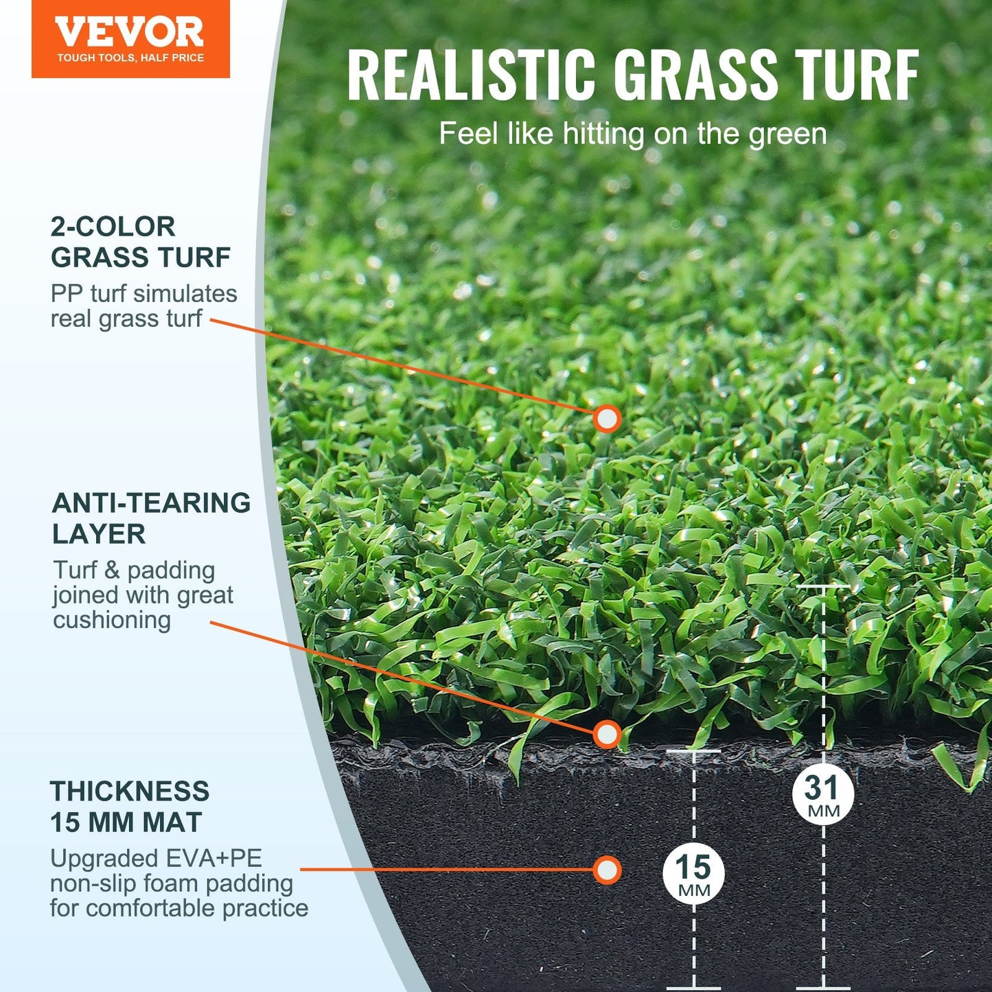 5x5m Dual-Color Golf Mat - Indoor/Outdoor Practice with Accessories, 8.35kg