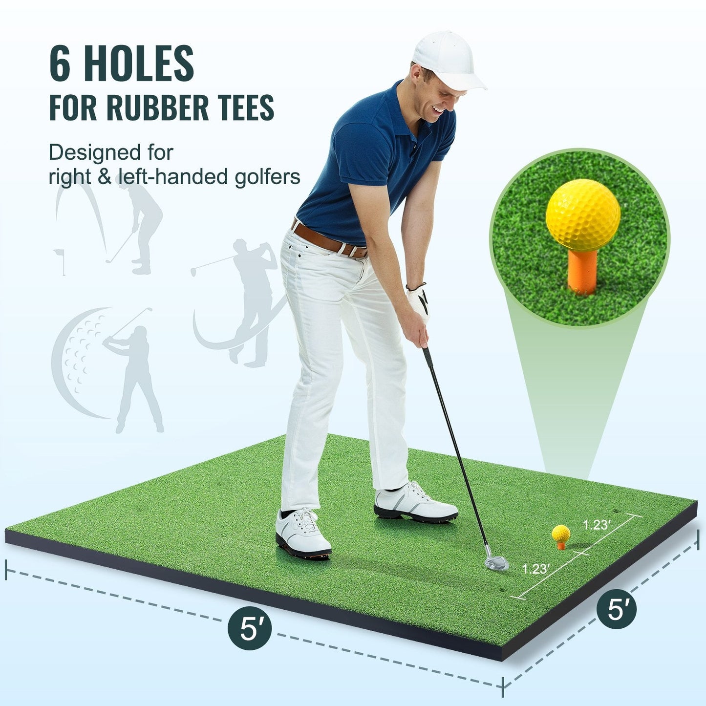 5x5m Dual-Color Golf Mat - Indoor/Outdoor Practice with Accessories, 8.35kg