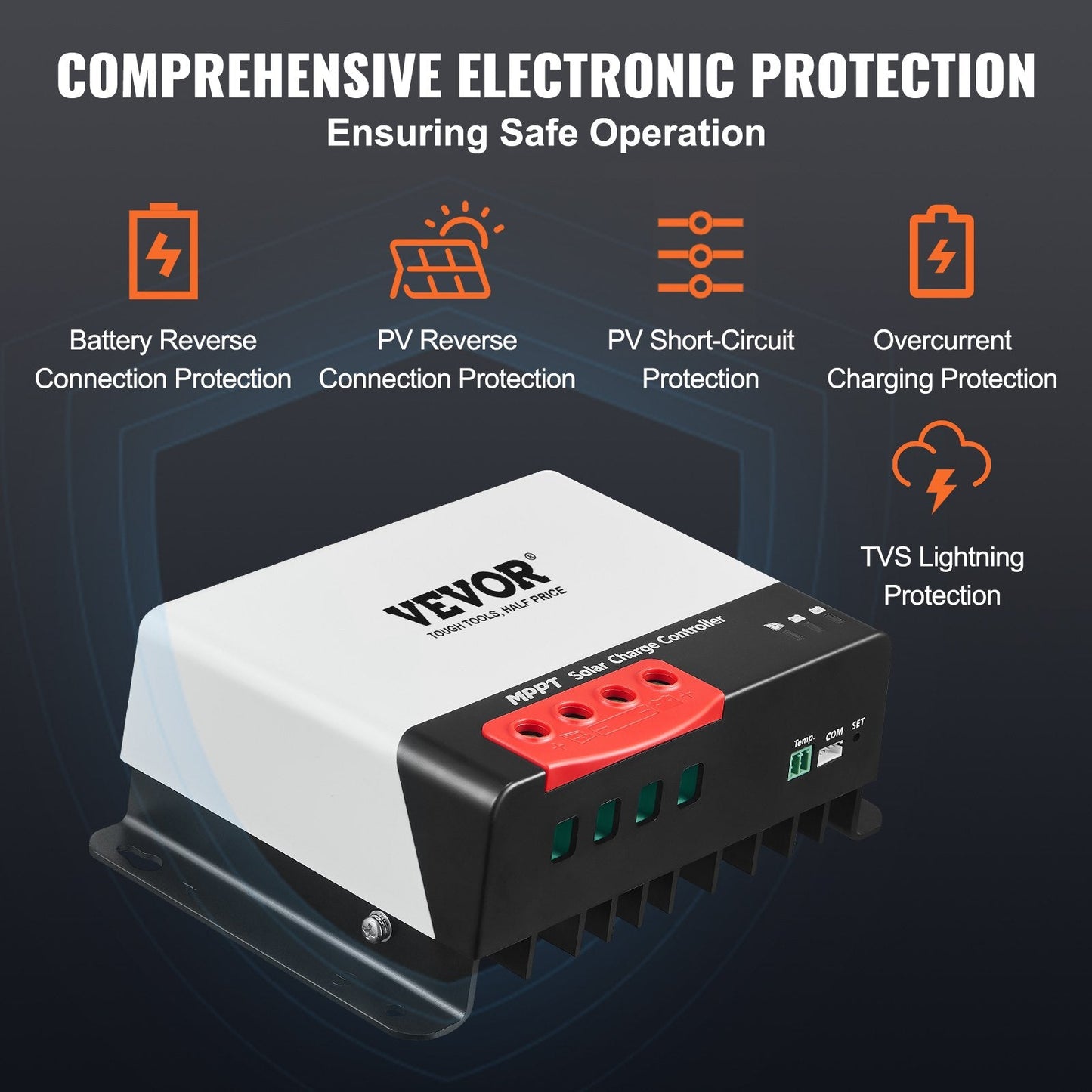 40A MPPT Solar Charge Controller with Bluetooth & High Efficiency