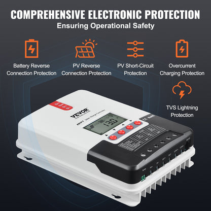 VEVOR 20A MPPT Solar Charge Controller, Auto DC Input, Solar Panel Regulator Charger