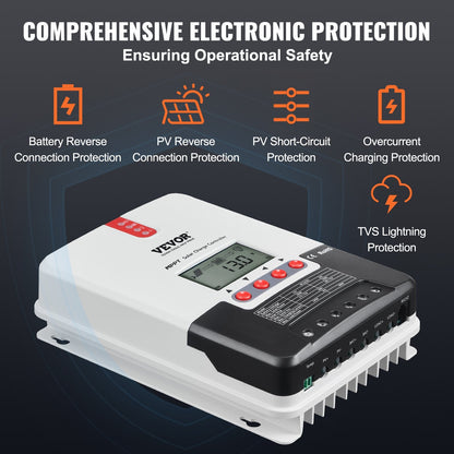 20A MPPT Solar Charge Controller with LCD for 12V/24V Battery Charging