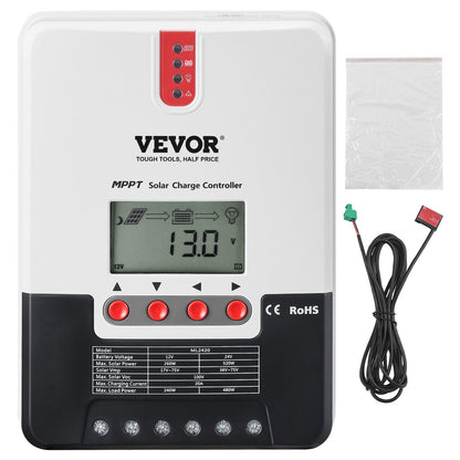 20A MPPT Solar Charge Controller with LCD for 12V/24V Battery Charging