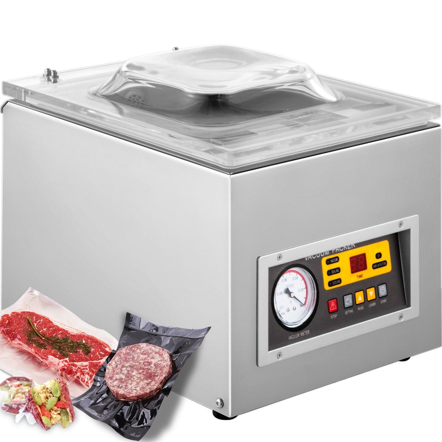 Commercial Vacuum Chamber Sealer, 120W, 0.26m Sealing Bar, Stainless Steel