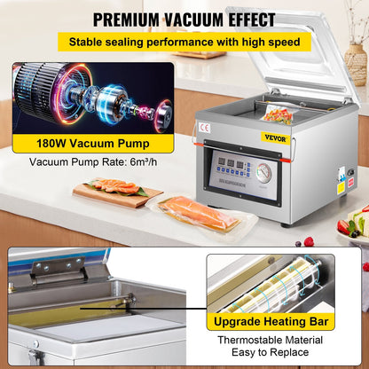 Digital Vacuum Sealer with Stainless Steel, 27.6 kg - 220V, 0.35m Chamber Size