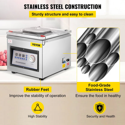 Digital Vacuum Sealer with Stainless Steel, 27.6 kg - 220V, 0.35m Chamber Size