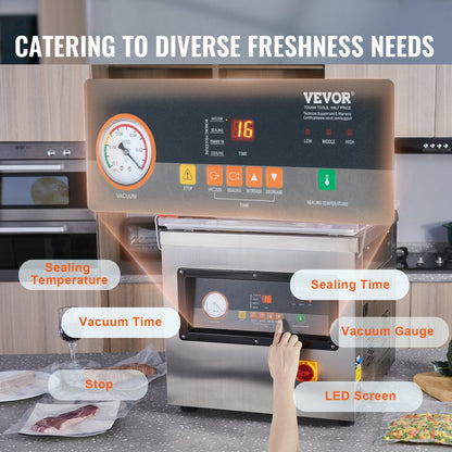 Automatic Vacuum Sealer Machine, 220V, 44x42x7.5 cm Chamber, 66 kg Stainless Steel
