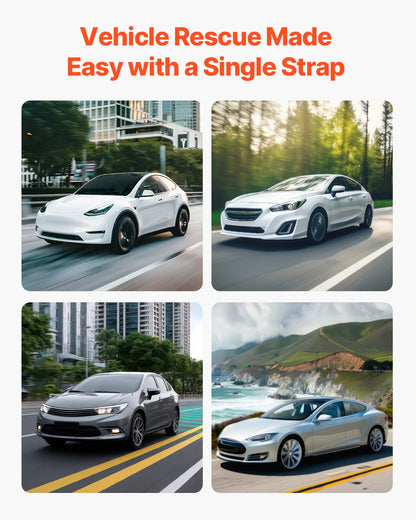 ATV Tow Strap with Hooks, 50.8 mm x 6.1 m, 7711 kg Capacity, Durable Recovery Rope with Security Hooks for Trucks and Vehicles, Essential Towing Accessory for Roadside Assistance