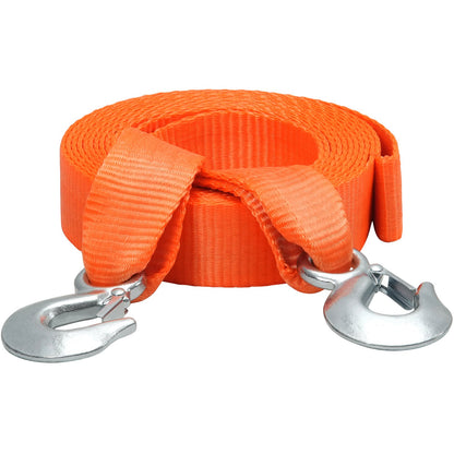 ATV Tow Strap with Hooks, 50.8 mm x 6.1 m, 7711 kg Capacity, Durable Recovery Rope with Security Hooks for Trucks and Vehicles, Essential Towing Accessory for Roadside Assistance