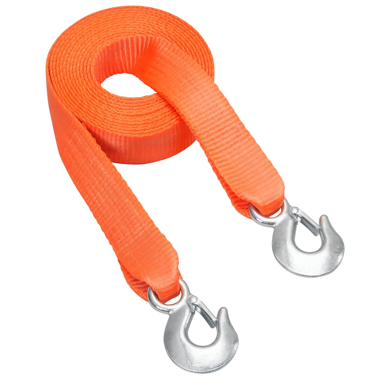 ATV Tow Strap with Hooks, 50.8 mm x 6.1 m, 7711 kg Capacity, Durable Recovery Rope with Security Hooks for Trucks and Vehicles, Essential Towing Accessory for Roadside Assistance