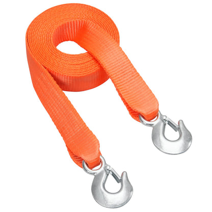 ATV Tow Strap with Hooks, 50.8 mm x 6.1 m, 7711 kg Capacity, Durable Recovery Rope with Security Hooks for Trucks and Vehicles, Essential Towing Accessory for Roadside Assistance