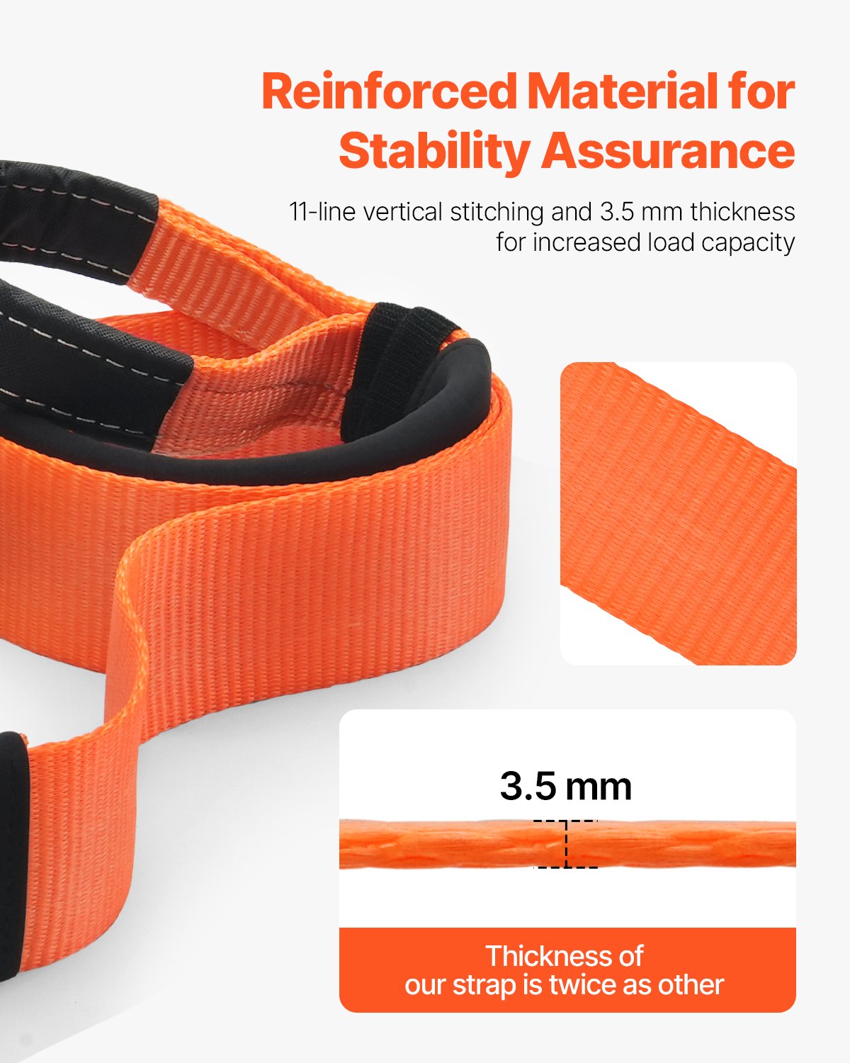 Heavy Duty Tow Strap Recovery Kit 76.2 mm x 6.1 m (MBS-16329 kg) Tree Saver Winch Strap, Triple Reinforced Loop & Protective Sleeves & Storage Bag, 19 mm D-Ring Shackles, for Truck Jeep SUV ATV