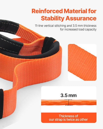 Heavy Duty Tow Strap Recovery Kit 76.2 mm x 6.1 m (MBS-16329 kg) Tree Saver Winch Strap, Triple Reinforced Loop & Protective Sleeves & Storage Bag, 19 mm D-Ring Shackles, for Truck Jeep SUV ATV