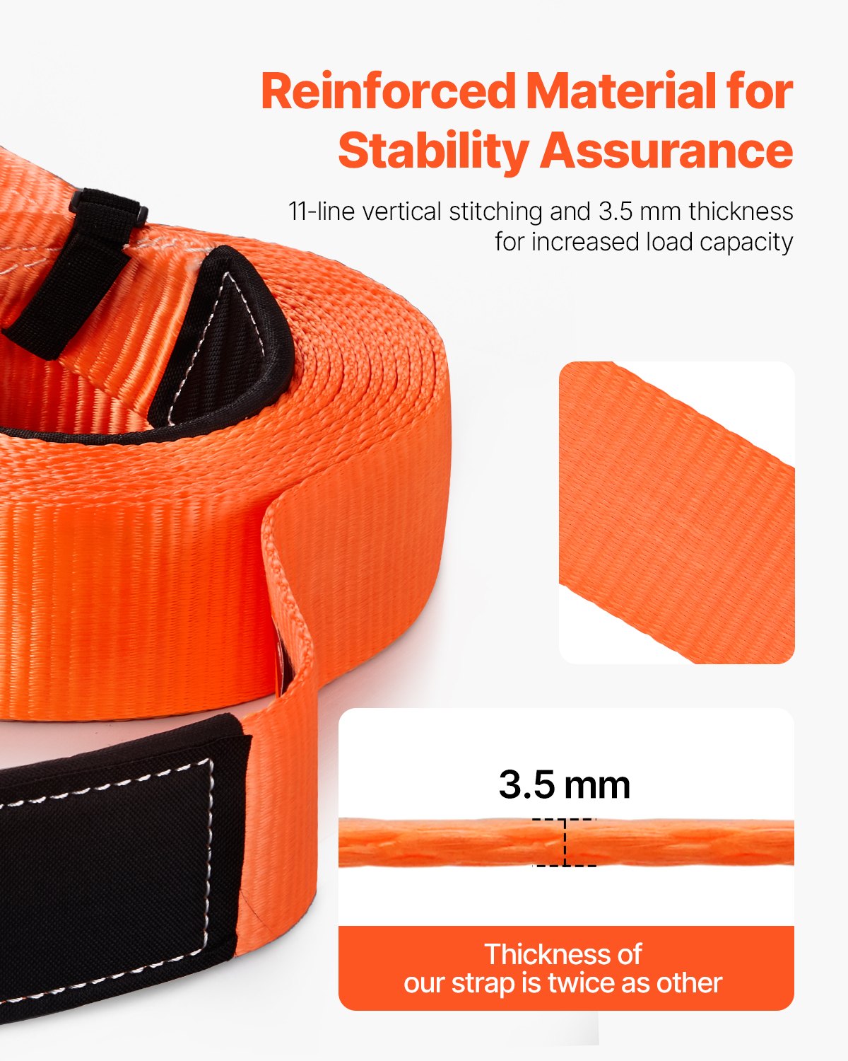 Heavy Duty Tow Strap Recovery Kit 76.2 mm x 9.1 m (MBS-16329 kg) Tree Saver Winch Strap, Triple Reinforced Loop & Protective Sleeves & Storage Bag, 19 mm D-Ring Shackles, for Truck Jeep SUV ATV