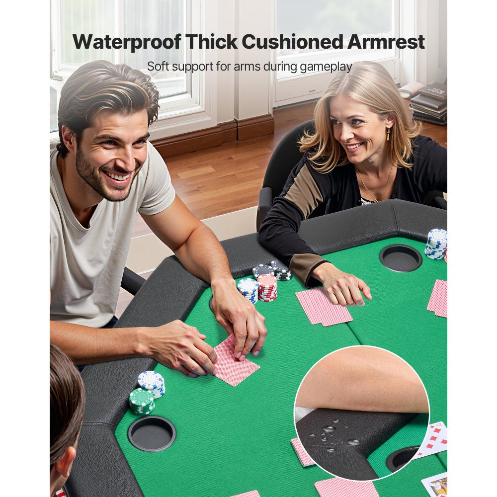VEVOR 1220 mm Folding Poker Table Foldable 8 Player Casino Texas Holdem Table